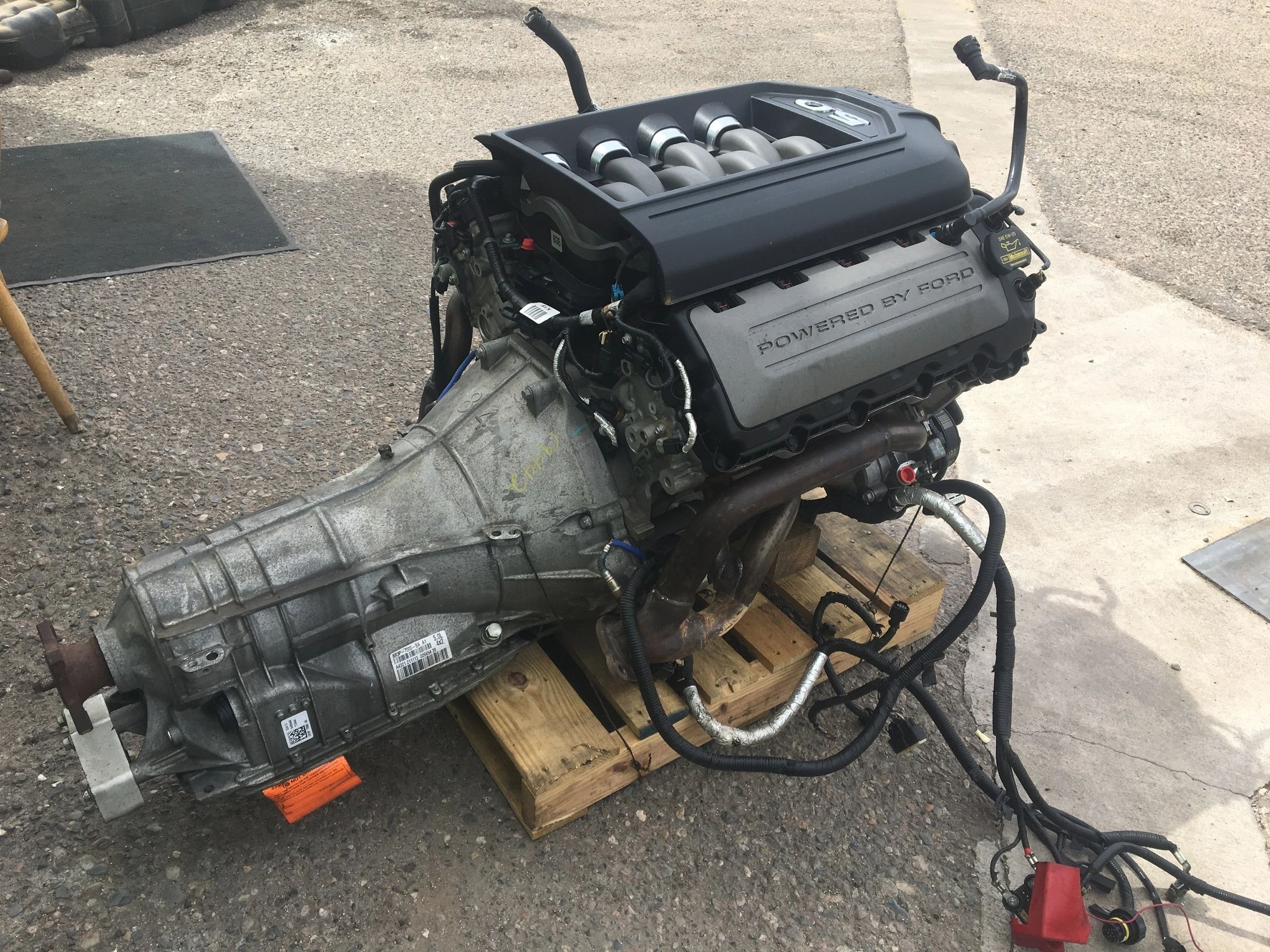 Ford engine and transmission assembly on pallet
